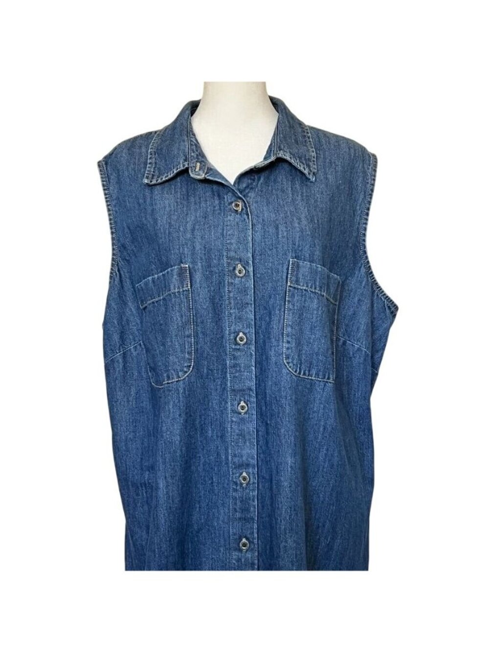 Crossroads Women Sz 22 Denim Jumper Dress Maxi Button Up Country Prairie Modest - Picture 4 of 12